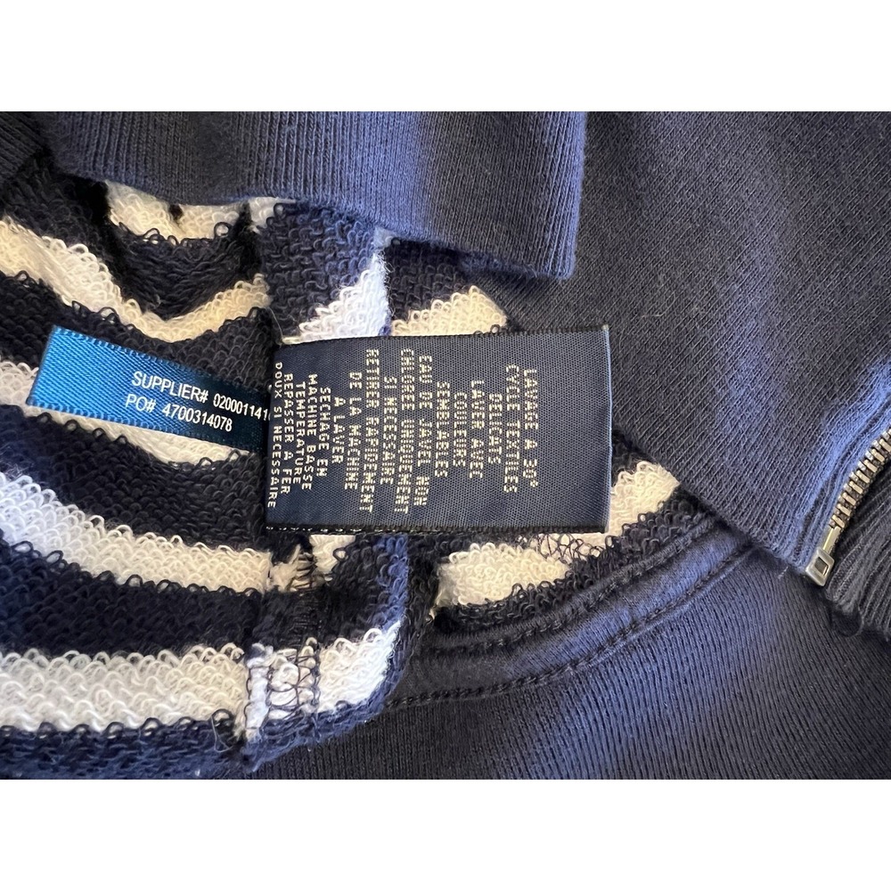 Ralph Lauren Hoodie Cotton Viscose Navy Striped Nautical Preppy Zip Up S/P - Picture 9 of 14